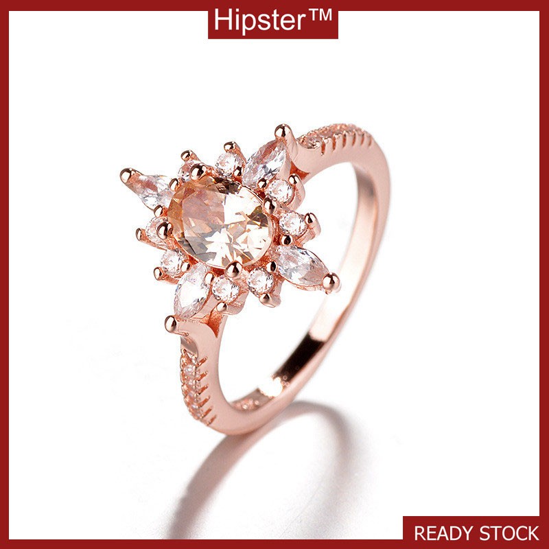 Baru Diamond Ring Kreatif 18K Rose Gold Plating