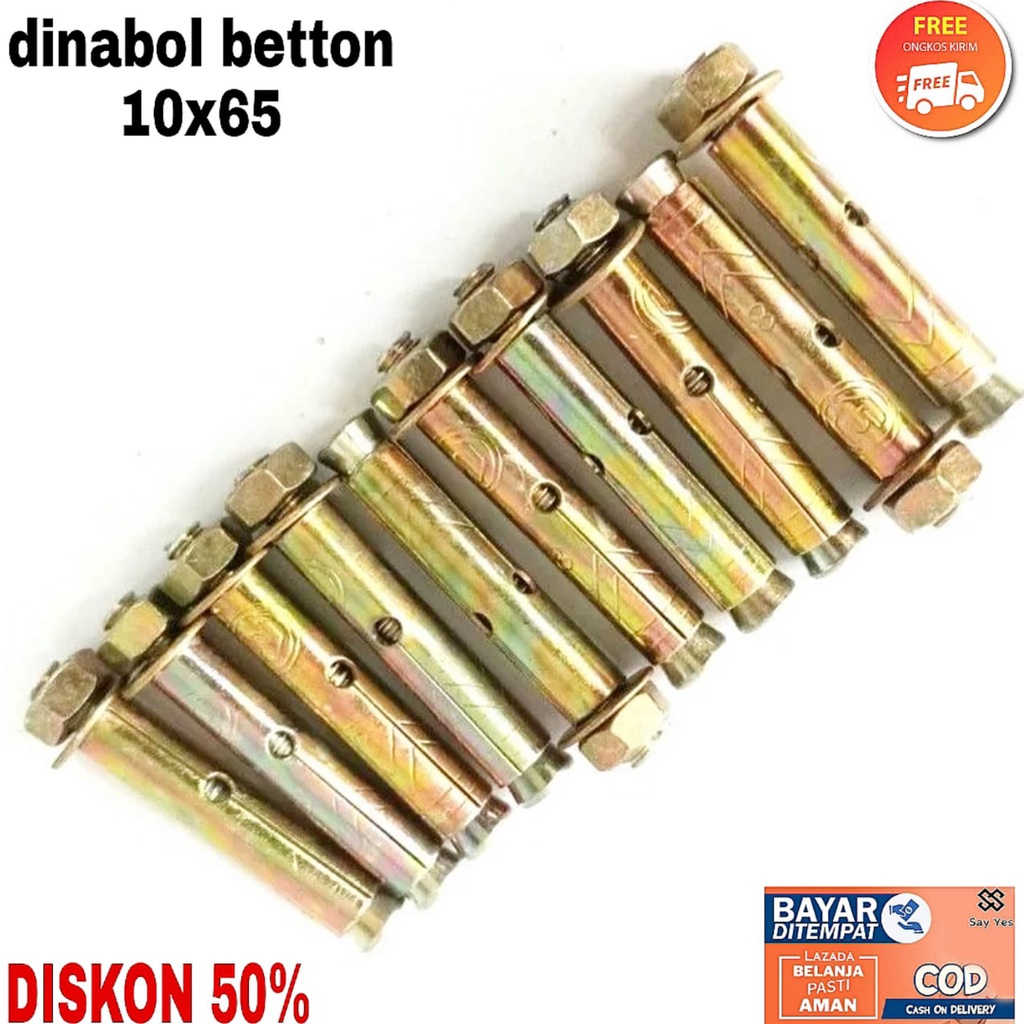 20pcs Dinabol 10x65 dynabolt 10x65 WOWO termurah isi 20 pcs dynabolt 10x65 mur ring baut dinabolt 10