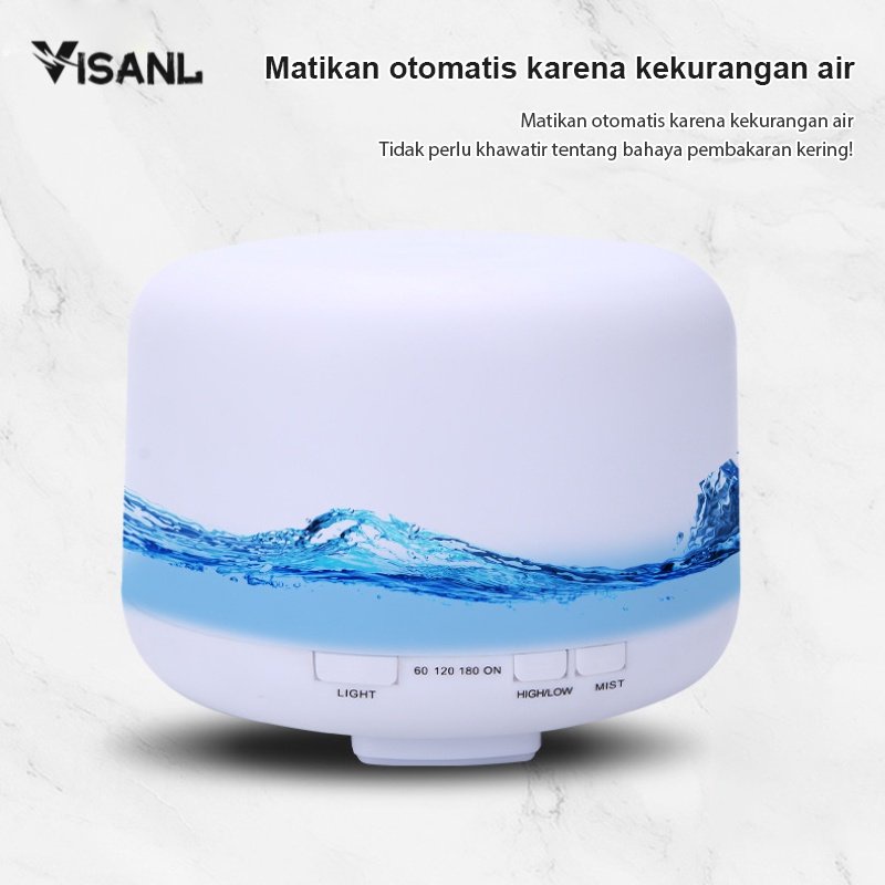 Humidifier Diffuser Air Alat Aromaterapi 2 Pilihan Ukuran 300ML Dan 500ML Model Alas Dengan Remote Dan 7 Warna LED