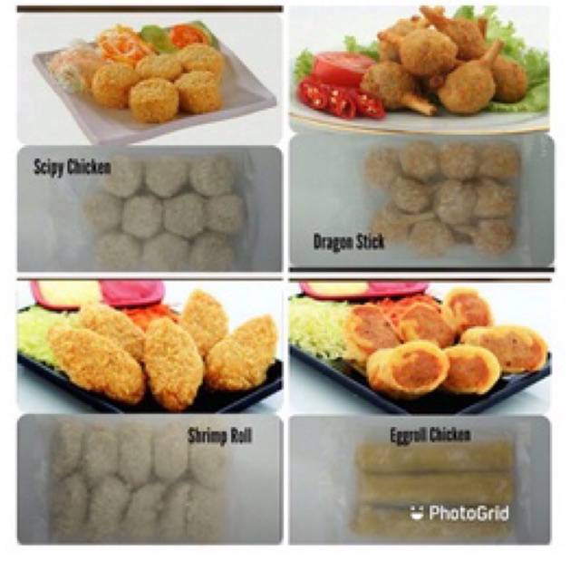 

aneka bento (eggroll,shrimproll, kaki naga, spicy chiken)