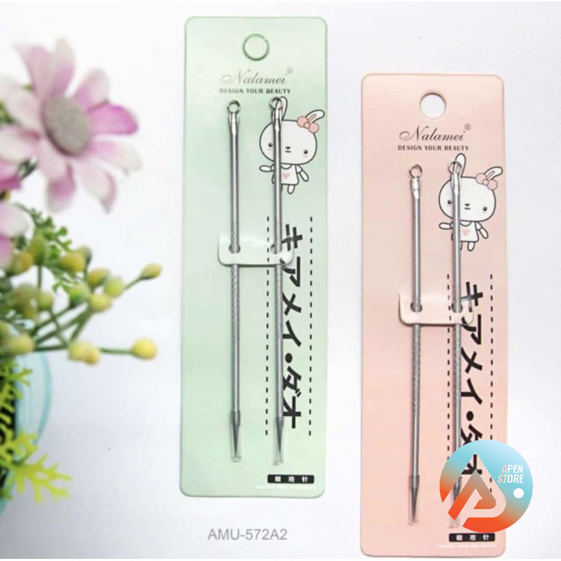 APEN Alat Pencetan Jerawat Komedo Isi 2 Pinset Kecantikan Wanita Pembersih Wajah Barang Unik