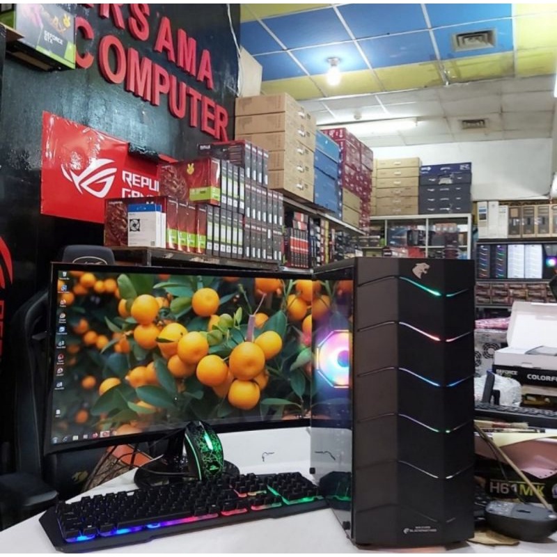 Pc gaming core i5 ram 8gb monitor 24 in samsung  full set siap pakai