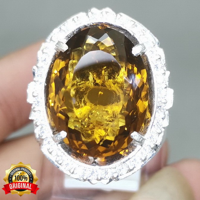 CINCIN BATU AKIK NATURAL CITRINE RING PERAK ASLI