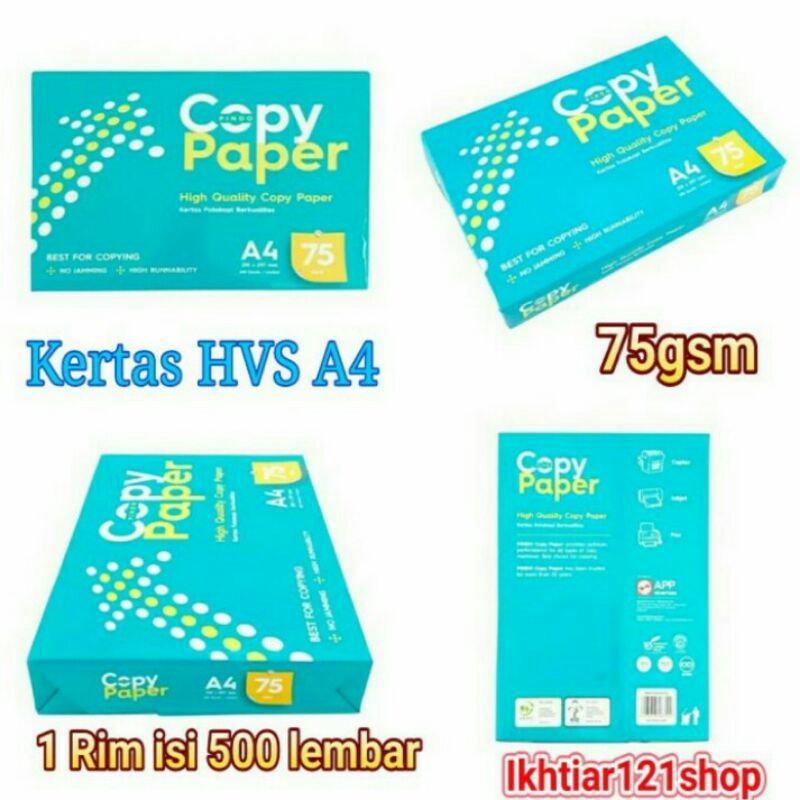 

1 Rim Kertas HVS A4 75Gsm isi 500 Lembar Warna Putih