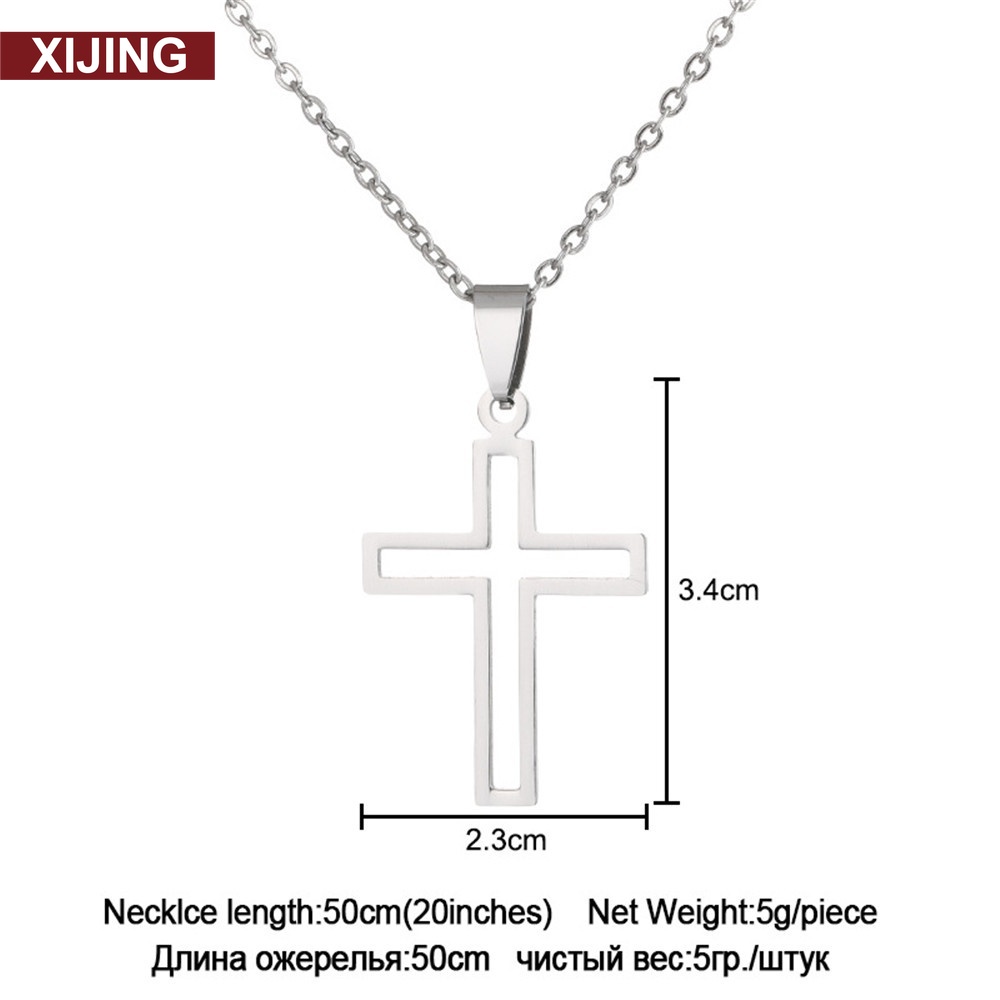 【COD Tangding】Fashion Personalized Design Cross Hollow Pendant Necklace Stainless Steel Necklace Jewelry