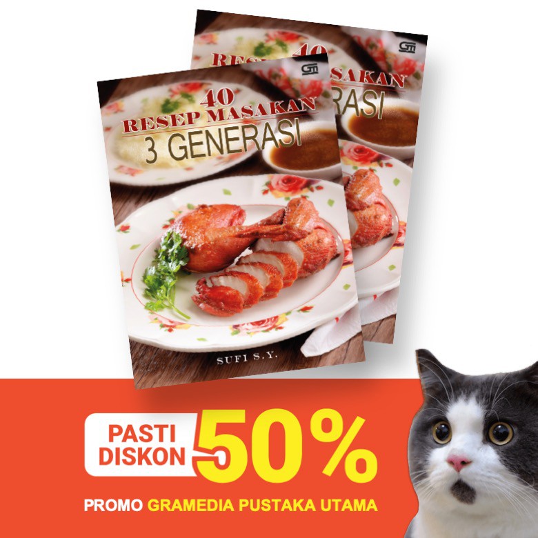 DISKON 50% / BUKU RESEP / 40 RESEP MASAKAN 3 GENERASI / GRAMEDIA