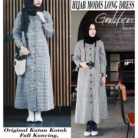 [Hijab Modis Long Dress Hitam RO] Maxi Wanita Katun Hitam