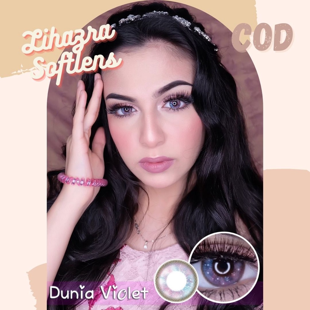 Lihazra Softlens EOS dunia 4Tone Aquo Orange Violet 14.2mm Contact Lens Minus 0 sd -5 Made In Korea