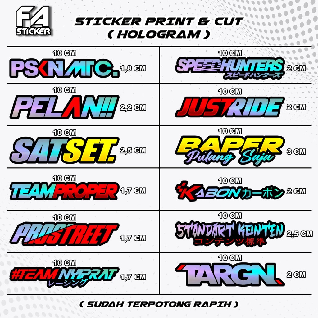 Stiker Racing Pack Sticker Racing Print Stiker Sponsor Stiker Helm Stiker Motor Sticker Motor Stiker Cutting Stiker Aesthetic