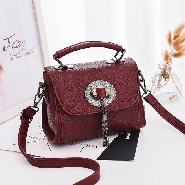 TI9276-Wine Tas Tangan Handbag Tali Selempang Wanita Cantik Terbaru