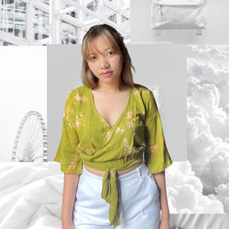 top baju atasan wanita lengan terompet lonceng