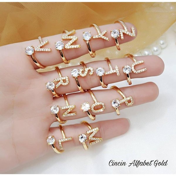 Cincin Huruf Gold / cincin alfabet / cincin huruf Xuping/ cincin inisial nama xuping