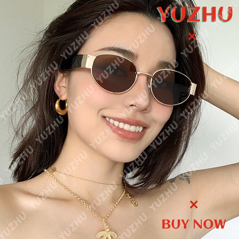 (YUZHU) COD Kacamata Hitam Wanita Retro Gaya Kacamata Hitam Bulat Oval Korea Fashion Gaya Sunglasses Cewek