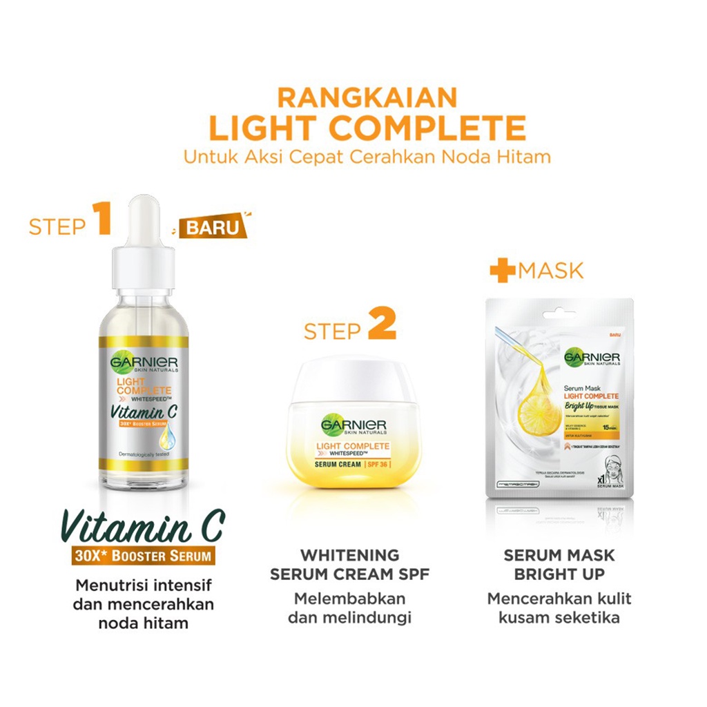 ❤ BELIA ❤ Garnier Light Complete Vitamin C 30x Booster Serum 30mL |  7.5mL (✔️BPOM)