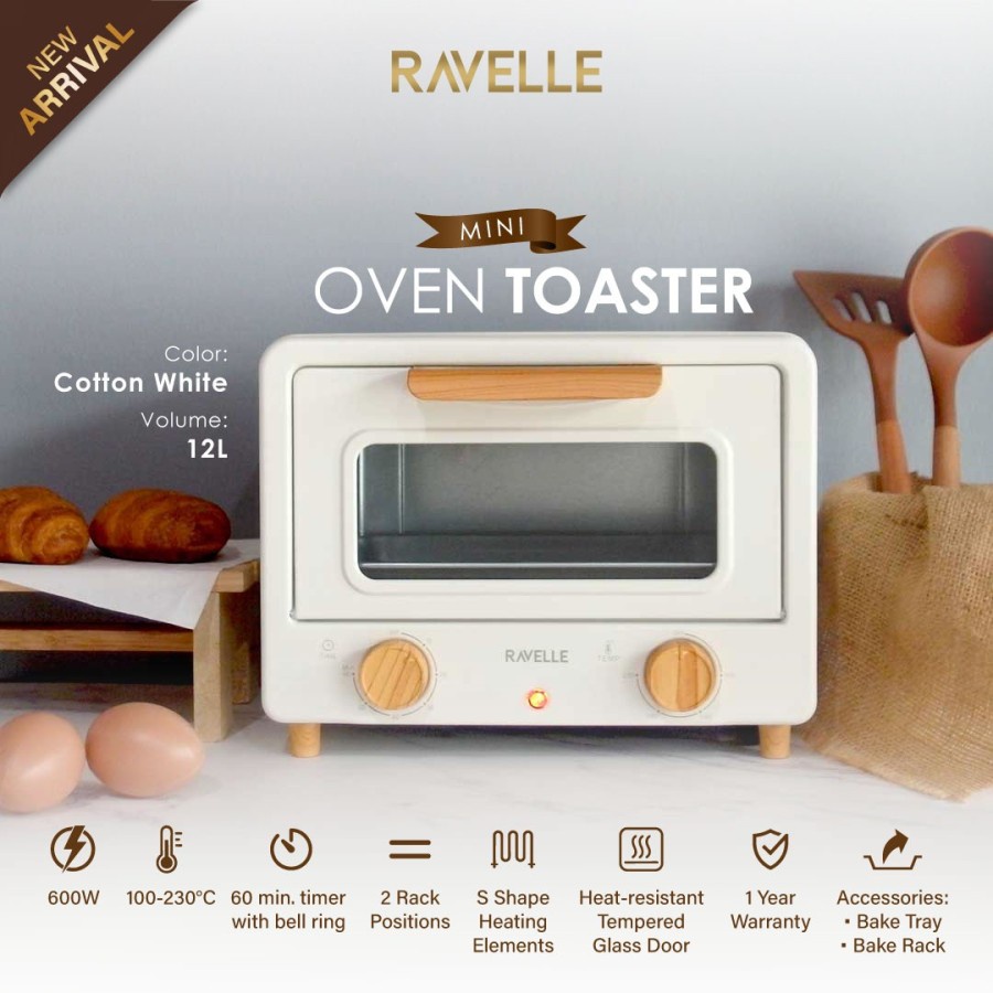 RAVELLE Oven Listrik Mini 12 Liter Korean Mini Electric Oven REO-12L
