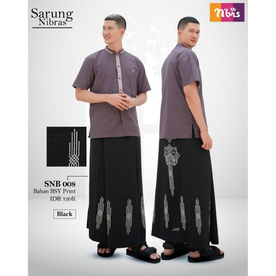 SARUNG NIBRAS ORIGINAL SNB 008 BLACK NAVY WHITE SARUNG DEWASA NIBRAS 008 FASHION MUSLIM TERBARU 2021