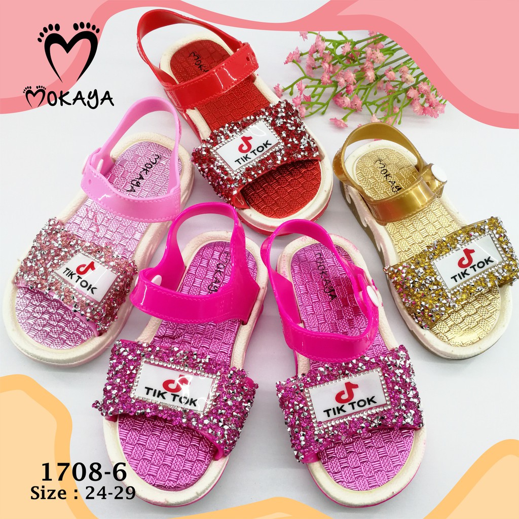 SANDAL LET ANAK CEWEK TIKTOK GLITER CANTIK KEREN / size 24-29 (1708-6)