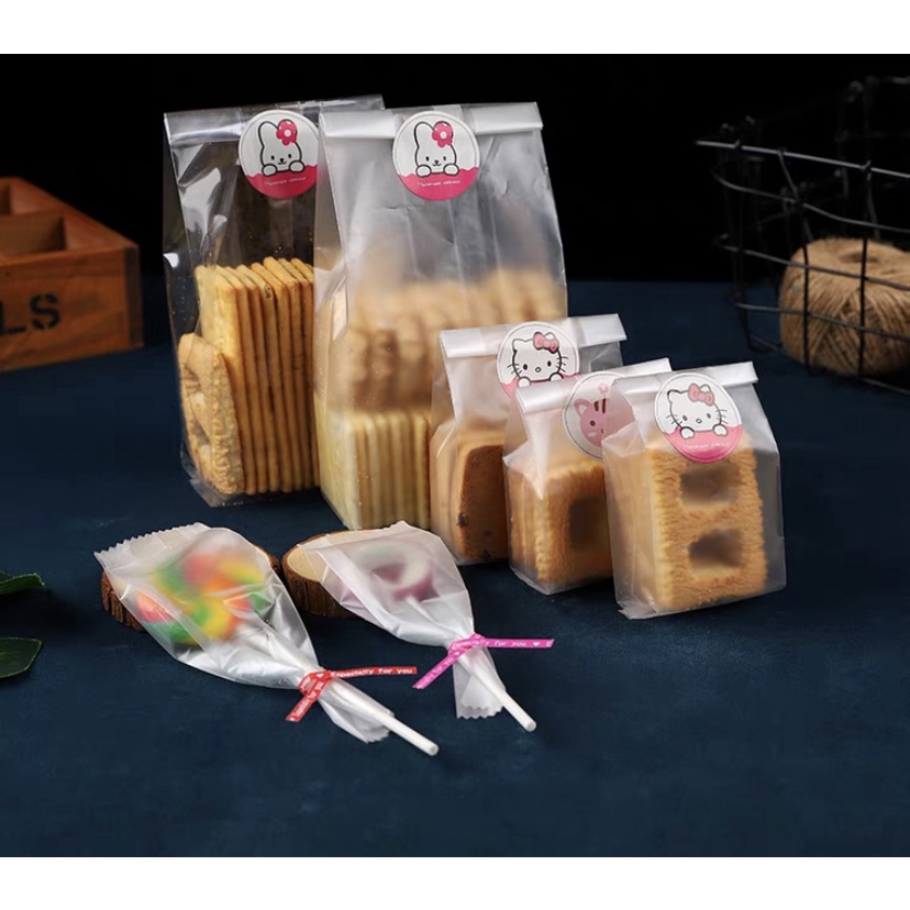 5pcs Kantong Kue bening Cookies Bag Kantong Kemasan Permen Snack Gusset G10