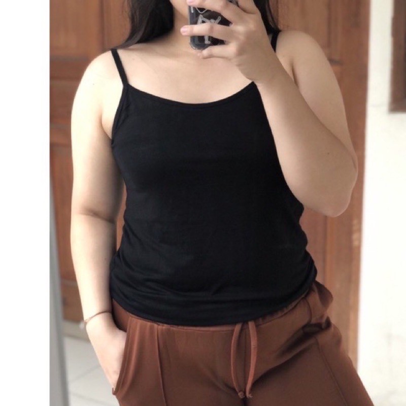 TANKTOP JUMBO POLOS Ukuran Besar - Tank Top Wanita Tali Lebar Big Size-6