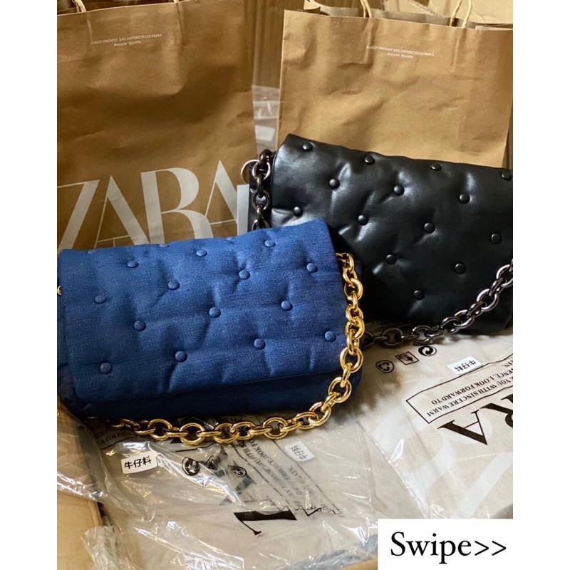 tas zara quilted denim / zara denim / zara buble / zr quilted / zr denim / zara basic / tas import