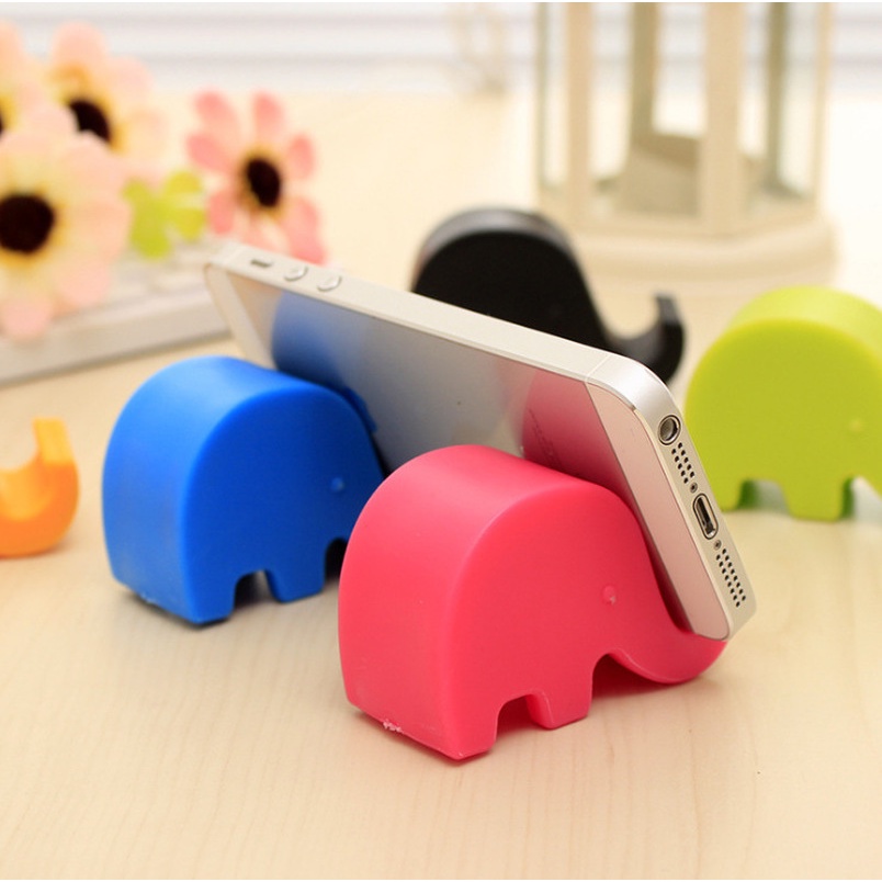 Stand Holder Ponsel Universal Multifungsi Bentuk Kartun Gajah Mini Portabel Untuk iPhone Android