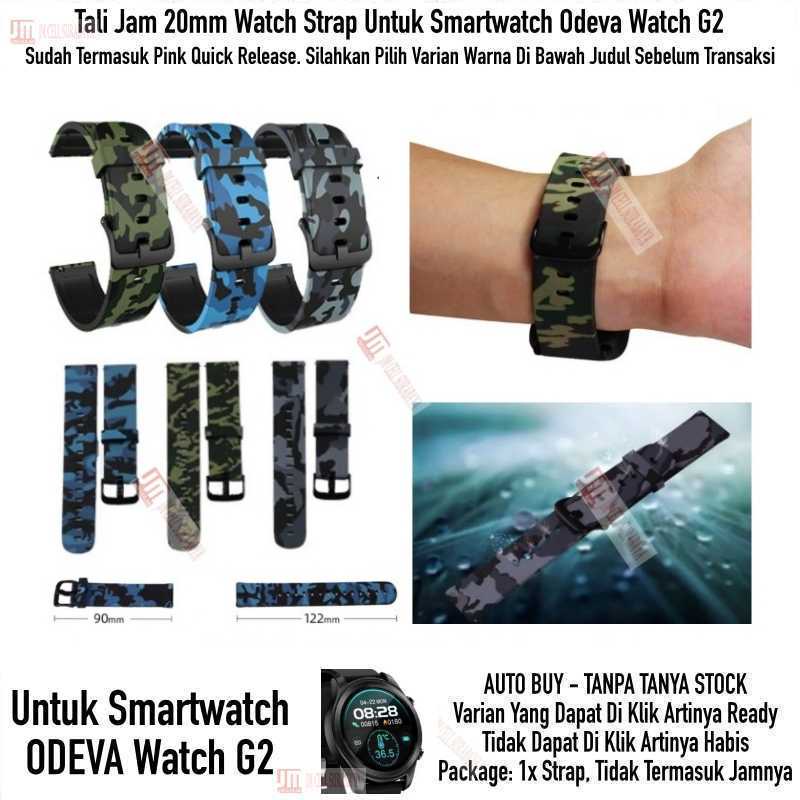 Tali Jam 20mm Watch Strap Smartwatch Odeva Watch G2 - Camo Army Keren Black Buckle