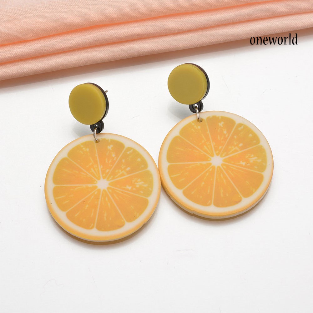 OW@ Korean Style Fruit Earrings Women Tomato Lemon Kiwi Acrylic Date Travel Jewelry