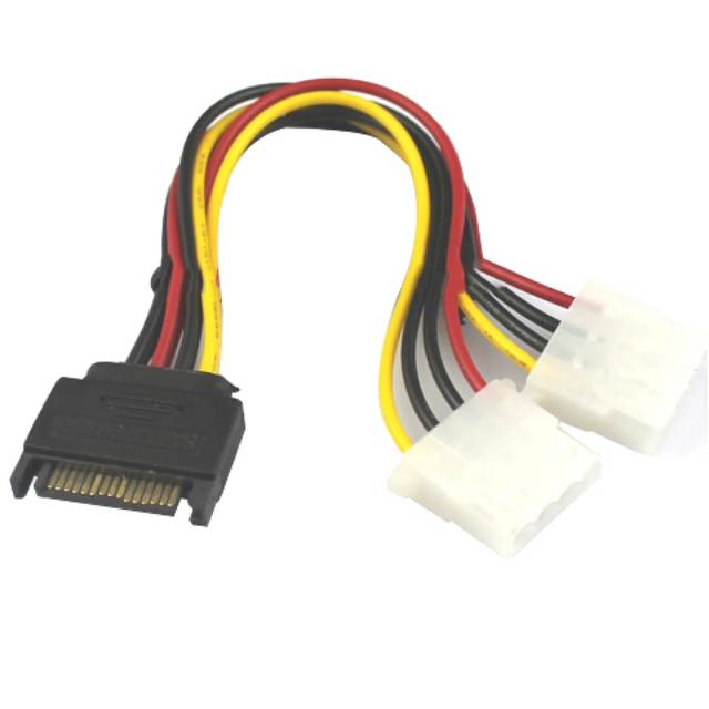 KABEL SATA 15 PIN MALE TO 2 MOLEX 4 PIN FEMALE