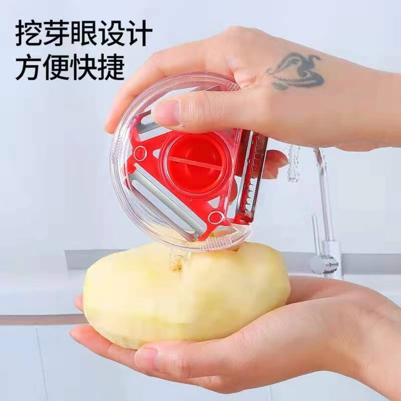 Peeler Slicer 3in1 Pisau Pengupas Multifungsi Kulit Sayur Sayuran Buah Rotary Peeling Knife