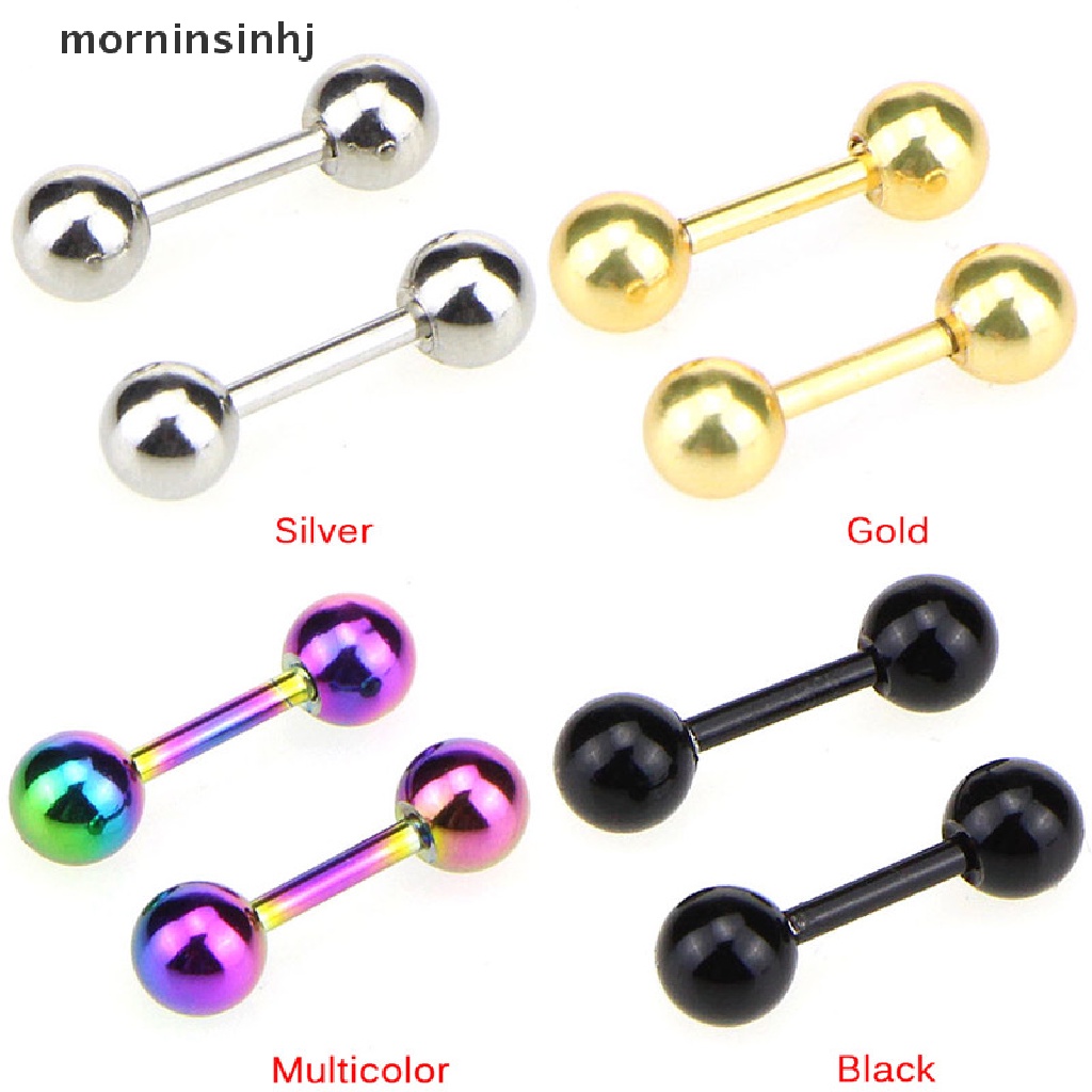 Mornin Anting Tindik Tulang Rawan Telinga Bentuk Barbell Bahan Stainless Steel