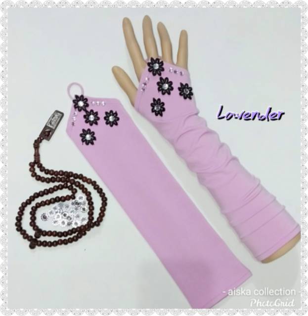 Handshock CIN2 SALWA manik&quot;/flower hitam salwa aplikasi manik_manik cantik/manset muslimah