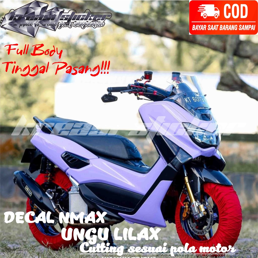 decal stiker nmax old/new polos warna ungu lilac full body cutting sesuai pola motor