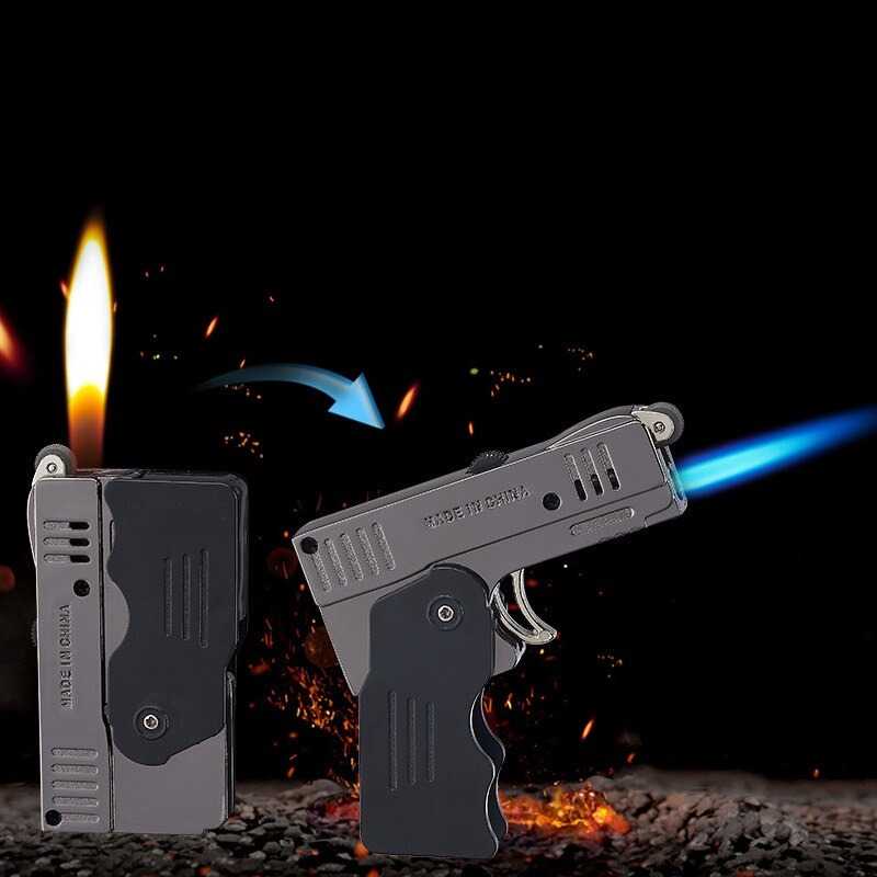 Korek Api Gas Double Fire Pistol Butane Torch Jet Windproof - HQ0030