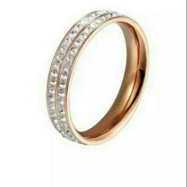 GG Cincin Baris Berlian Titanium Lapis Rose Gold#CC-