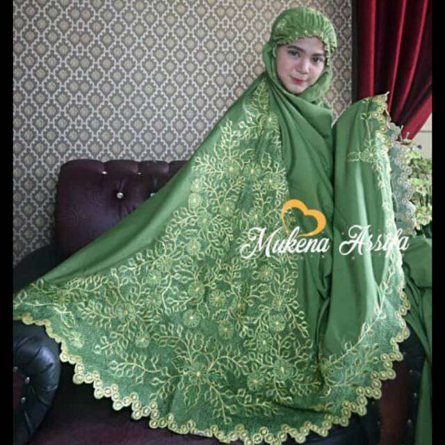 Mukena bordir punggung hijau padang pariaman