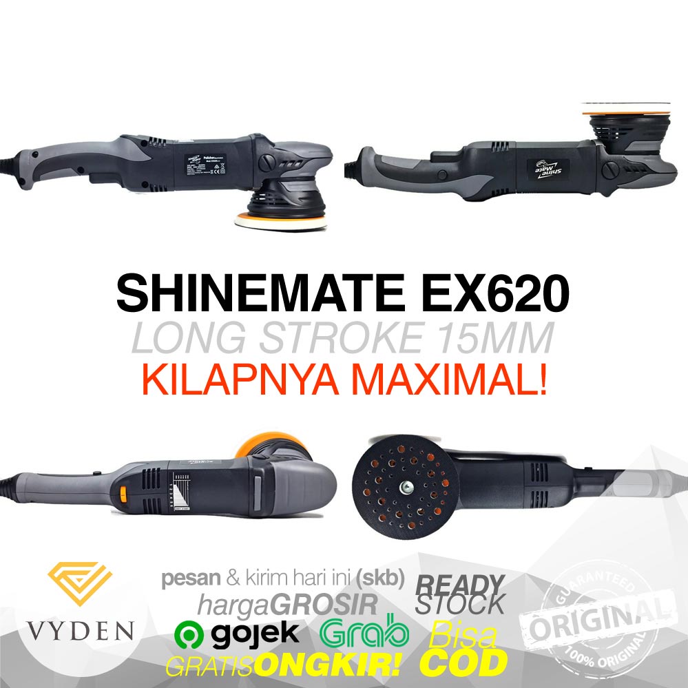 SHINEMATE EX 620 15MM Dual Action Polisher Long Stroke Mesin Poles Mobil EX620 MURAH