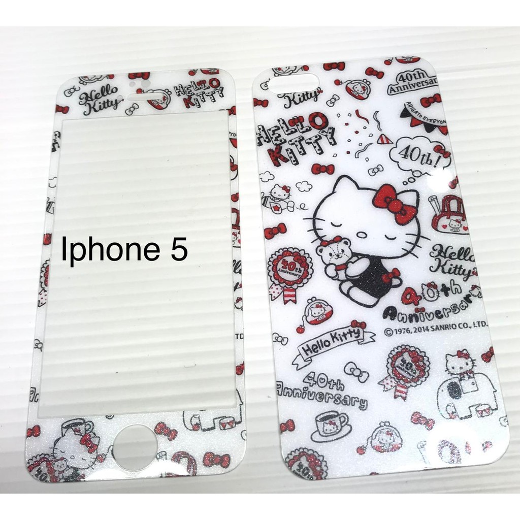 Tempered Glass Iphone 5g &amp; 6g motif hello kitty Full depan belakang screen guard anti gores