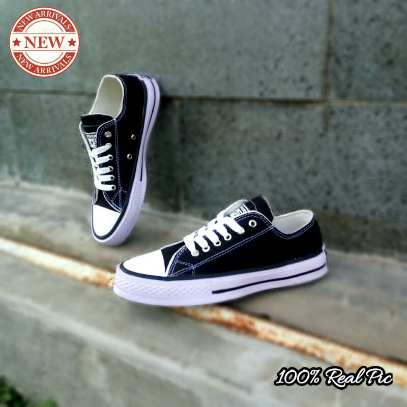 COD !! Sepatu Converse AllStar pendek / Sepatu warna hitam putih klasik / Sepatu wanita pria - terpopuler-4