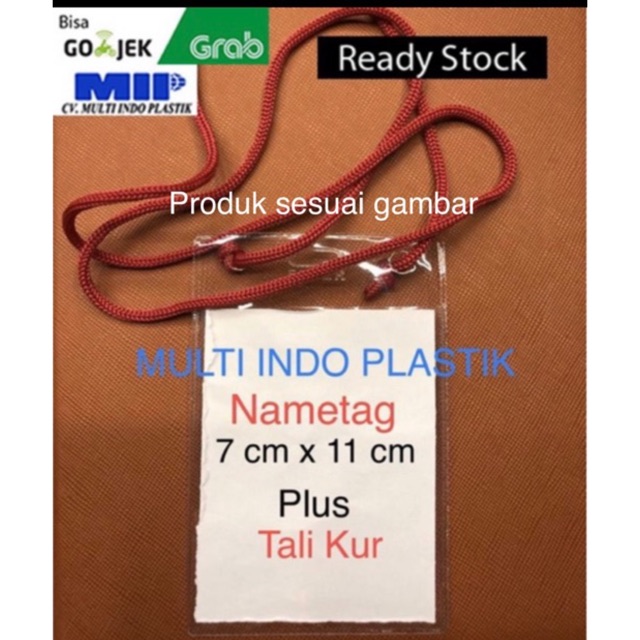 Paket id card/nametag uk 6.5cm x 9 cm/tali kur/kantong panitia/plastik nametag/tali id card/nametag