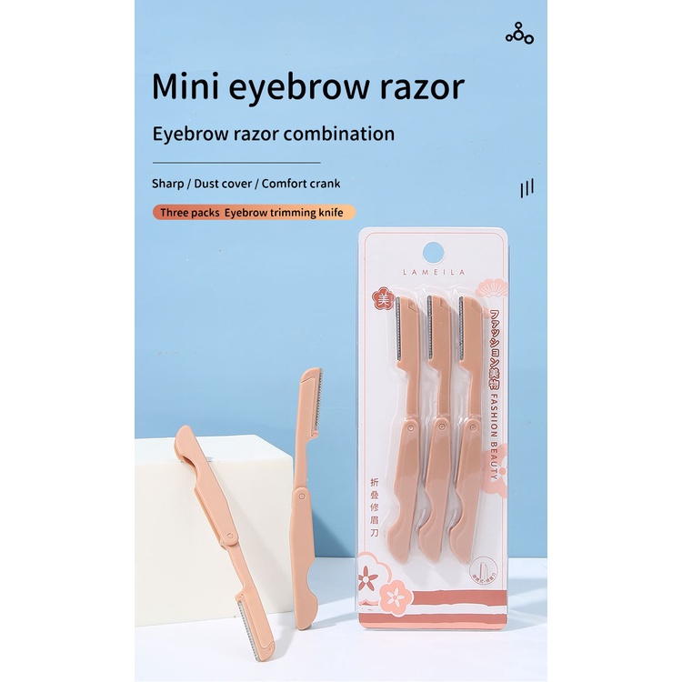 Eyebrow Razor Pisau Cukur Lipat Folding Eyebrow Trimmer Knife Pencukur Alis Packing Berkualitas