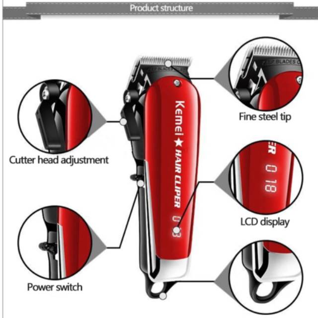 Kemei KM-2611 Hair Clipper Rechageable Mesin Alat Pencukur Kumis Rambut KM2611 Original