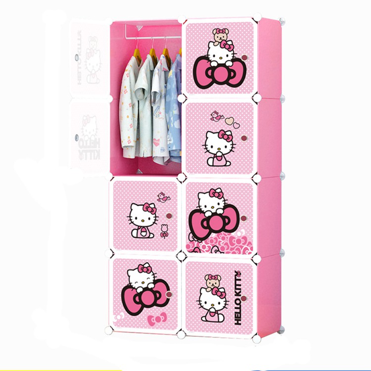 RAK DAN LEMARI  BAJU  SUSUN BERMOTIF HELLOKITTY PINK  6 KOTAK 