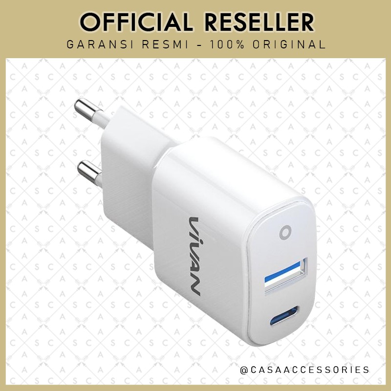 Vivan Super Power Charger 18W Dual Port Quick Charge 3A Fast Charging / Travel Charger Fast Charging