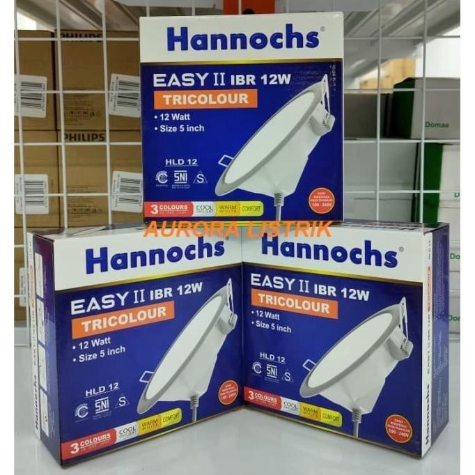 ,,,,,,,] Hannochs Downlight LED / LED Panel 3 Warna Easy II 12 Watt - Bulat