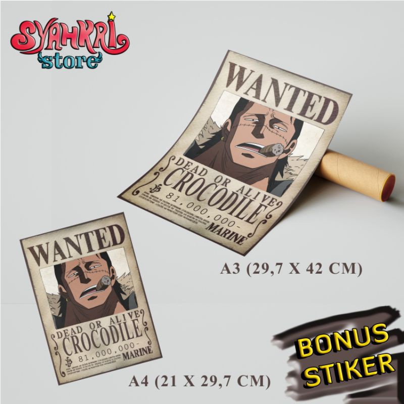 Crocodile Poster Wanted Bounty One Piece Shopee Indonesia