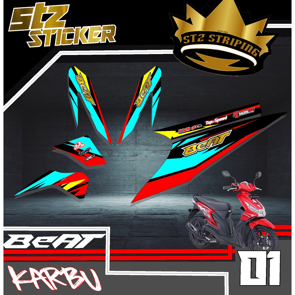 STZ 001, Sticker Striping Variasi Beat karbu - Striping Motor Beat karbu List Variasi simple.