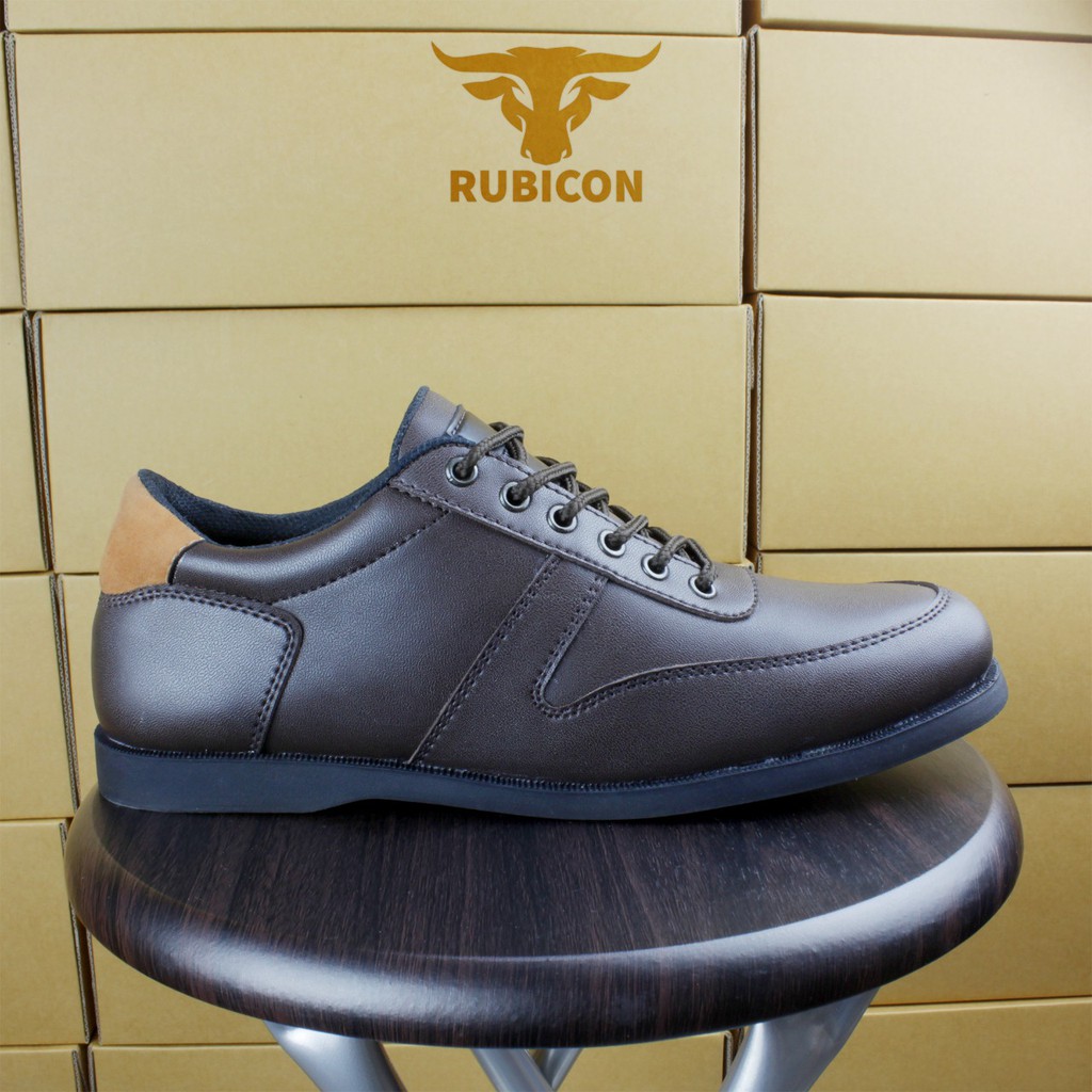 RUBICON BASE COKLAT SEPATU CASUAL CLASIK ACARA KANTORAN KULIT SINTETIS PREMIUM QUALITY