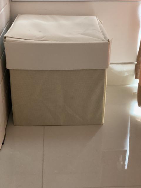 Funika Bangku Kotak Penyimpanan Warna Cream