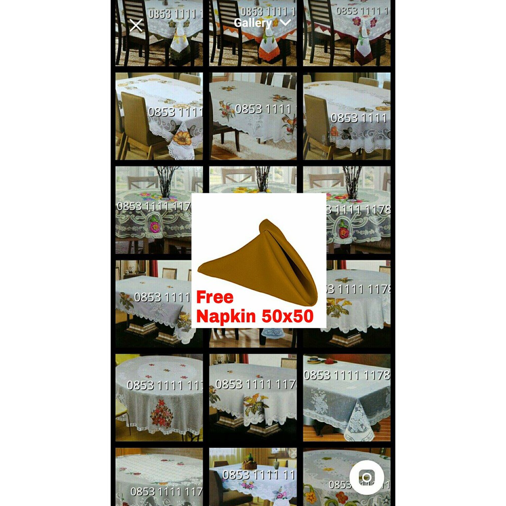 TAPLAK MEJA MAKAN BULAT/ KOTAK/ OVAL 4-6 KURSI F