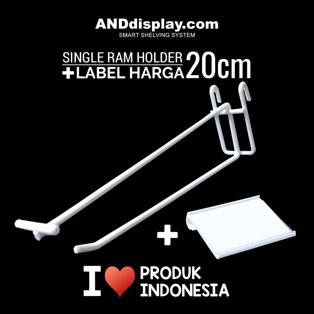 SINGLE RAM HOLDER 20CM / 10 PCS + LABEL HARGA 6CM CANTOLAN GANTUNGAN 20 CM PRICE TAG 6 X 4 CM